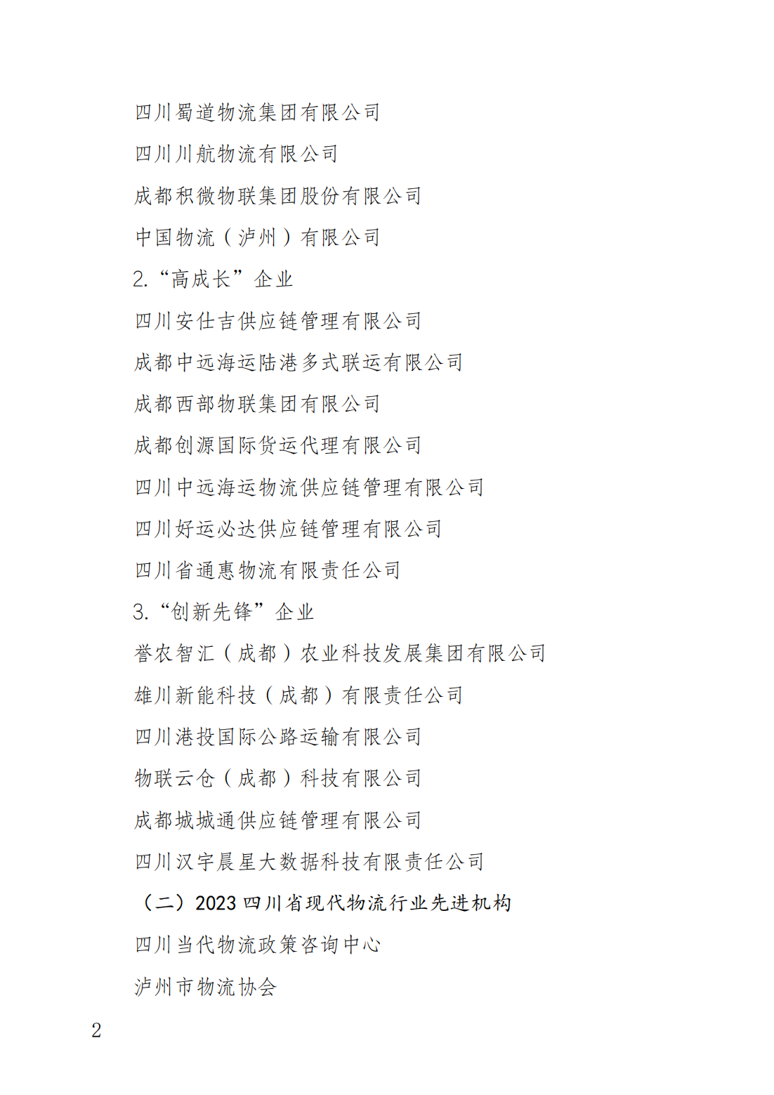 關(guān)于 2023 年度四川省現(xiàn)代物流行業(yè)先進(jìn)企業(yè)、機(jī)構(gòu)與人物入選名單的公示(圖2)